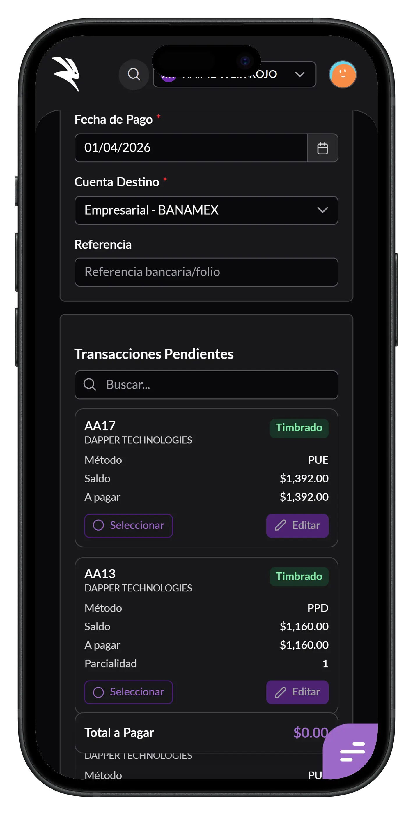 Folky en celular — interfaz responsiva